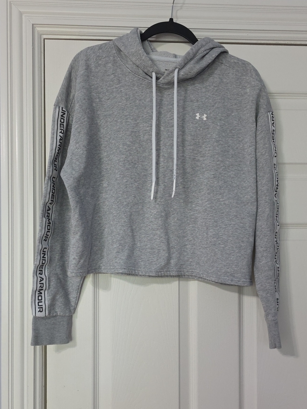 Under Armour Gray Cropped Hoodie with Logo Tape Sleeves